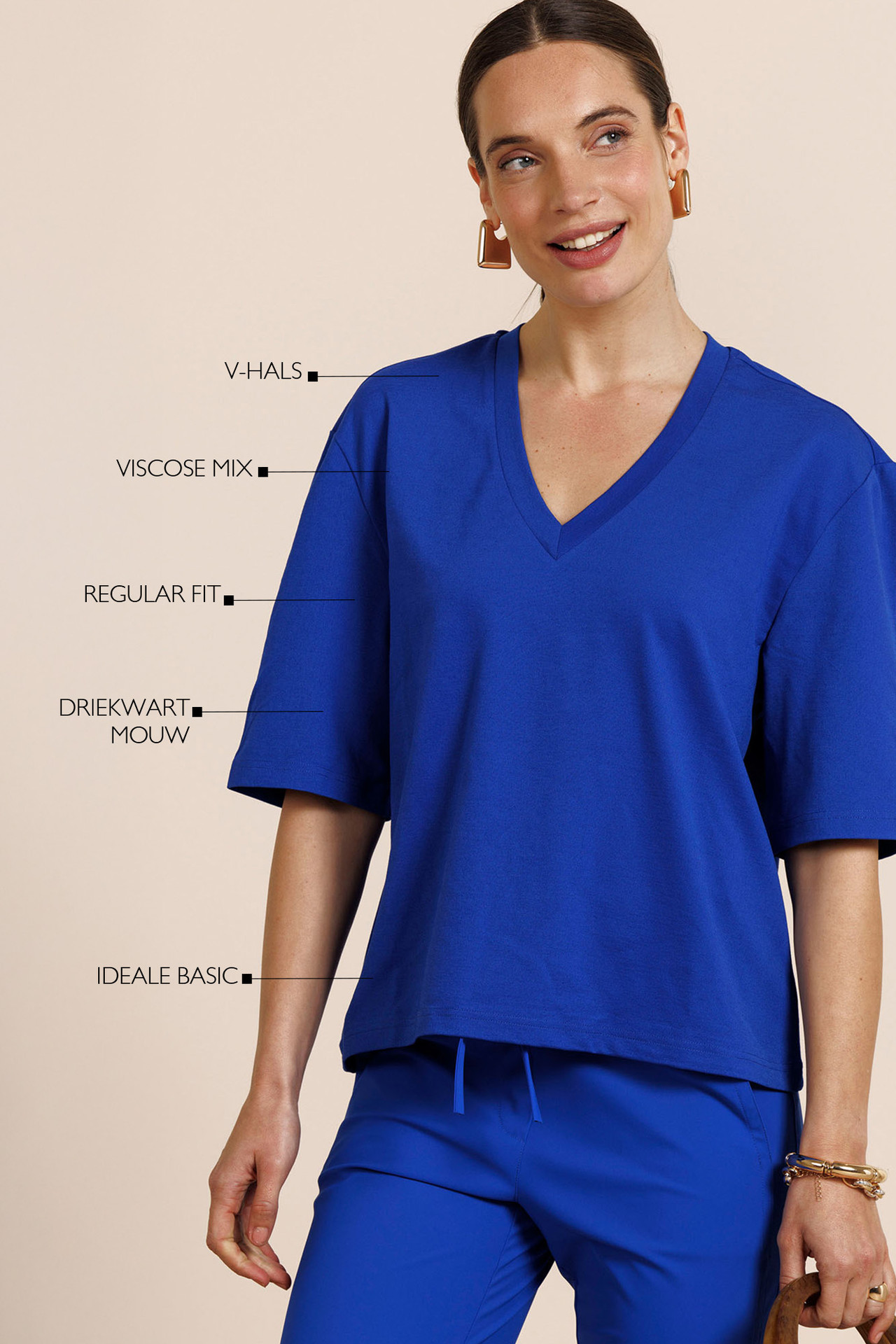 Studio Anneloes Fiore Vneck Shirt Electric Blue