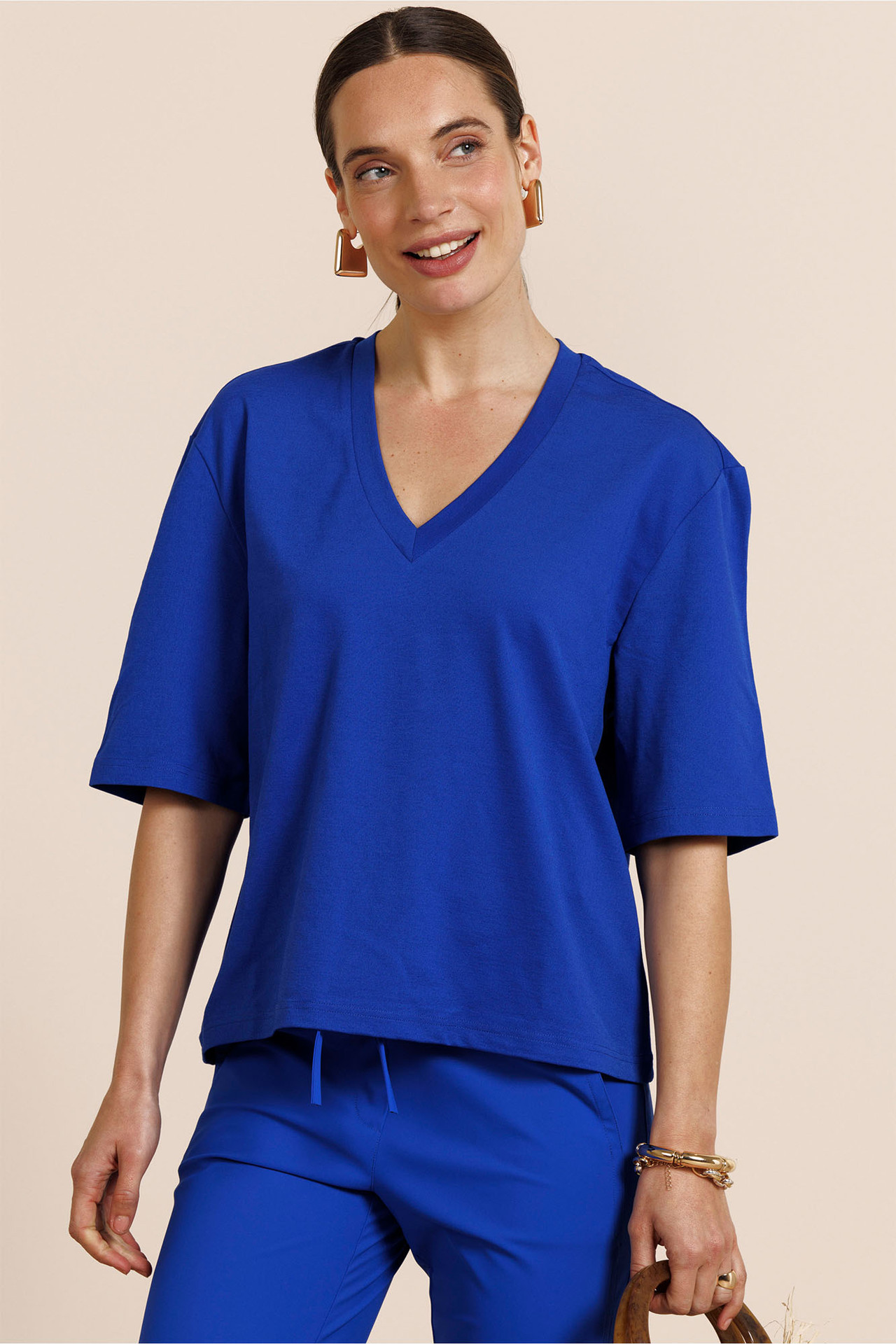 Studio Anneloes Fiore Vneck Shirt Electric Blue