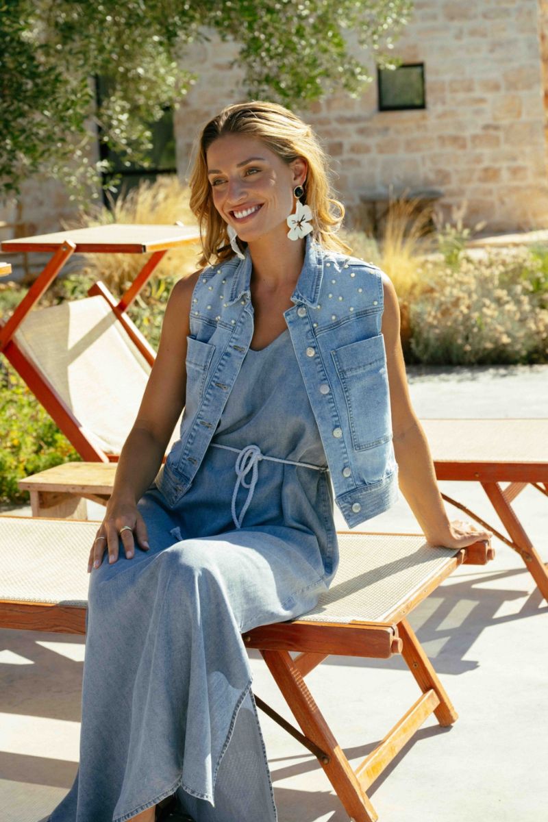 G-maxx Marita Dress Denim Mid Blue