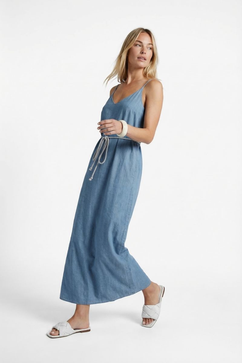 G-maxx Marita Dress Denim Mid Blue