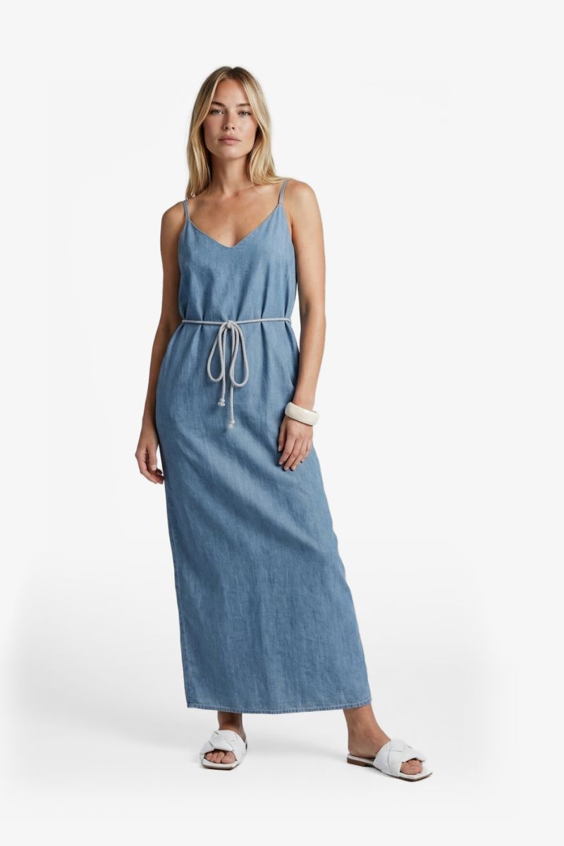 G-maxx Marita Dress Denim Mid Blue