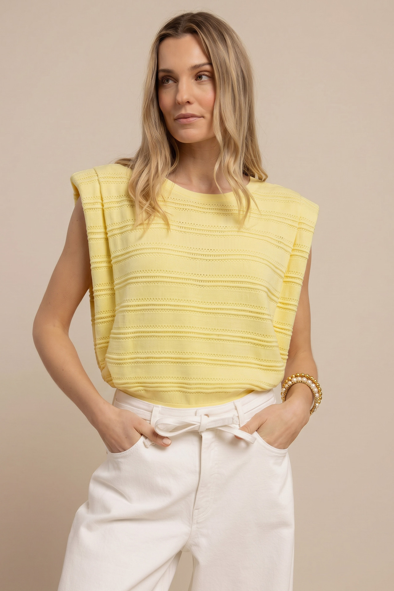 Studio Anneloes Leona Knitted Top Butter Yellow