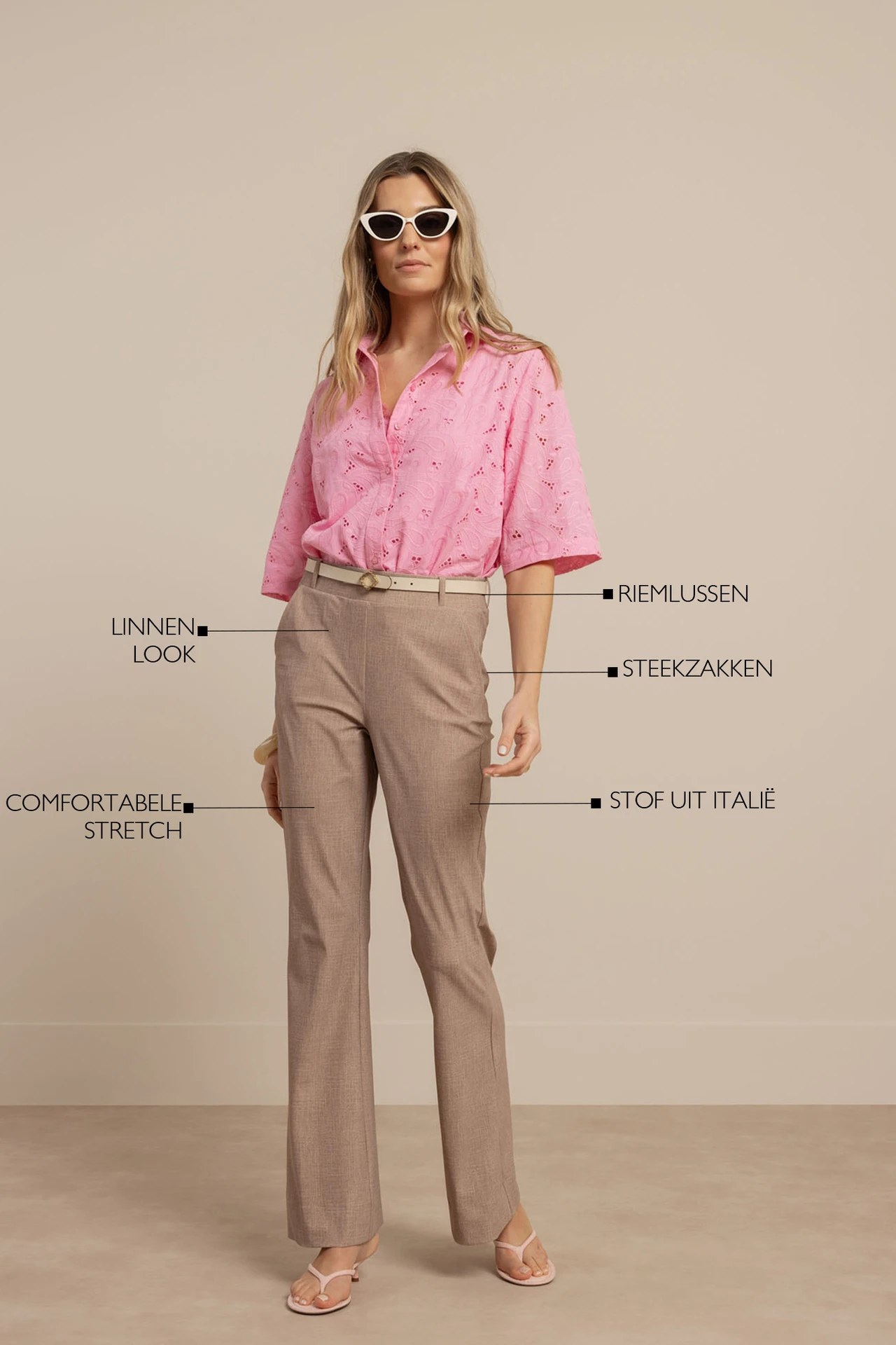 Studio Anneloes Flair Linen Look Trousers Latte