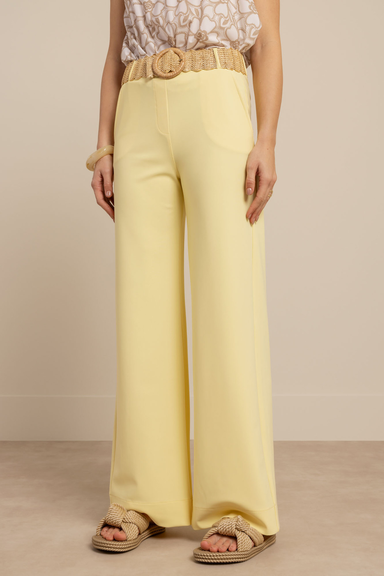 Studio Anneloes Lexie Bonded Trousers Butter Yellow
