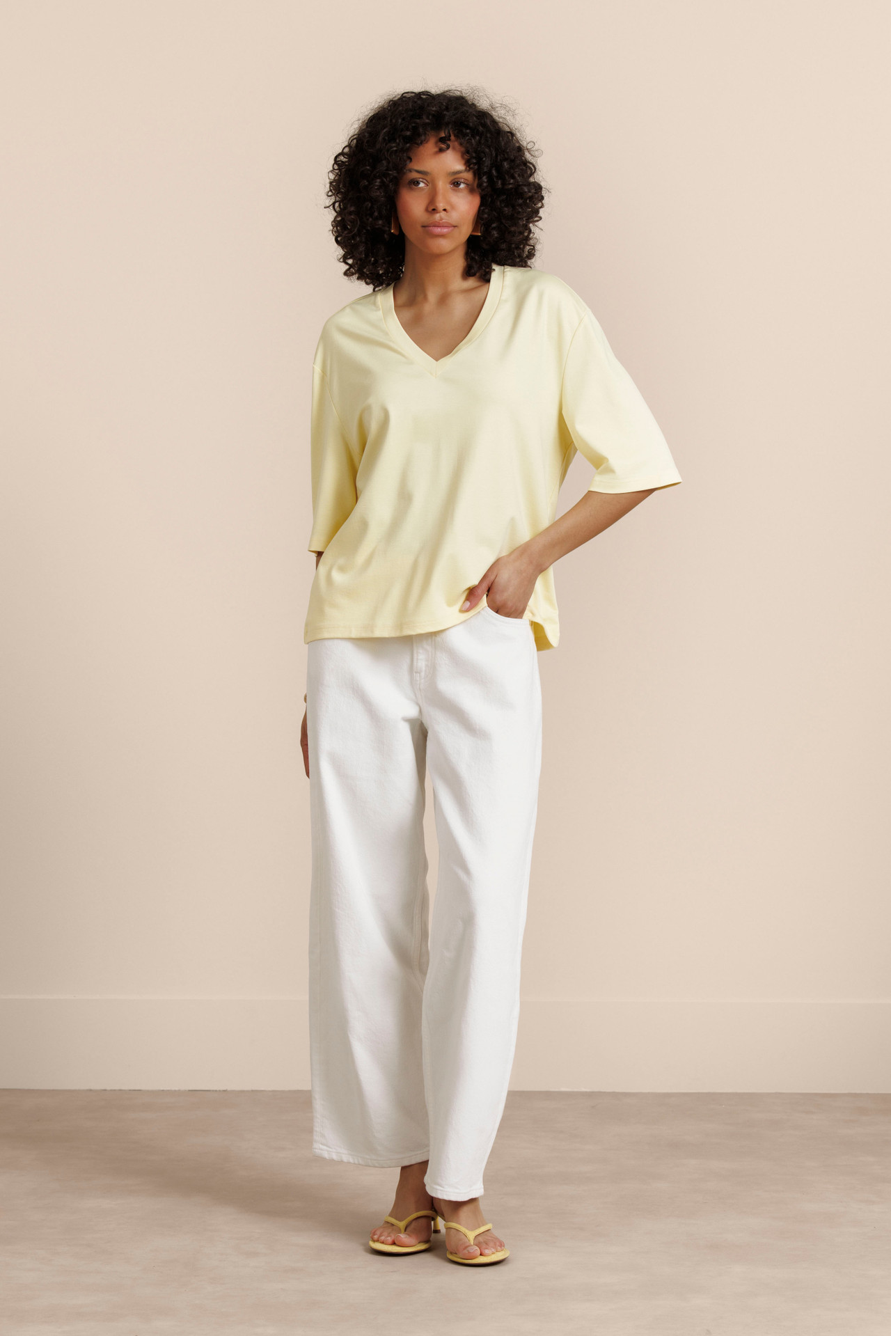 Studio Anneleos Fiore Vneck Shirt Butter Yellow