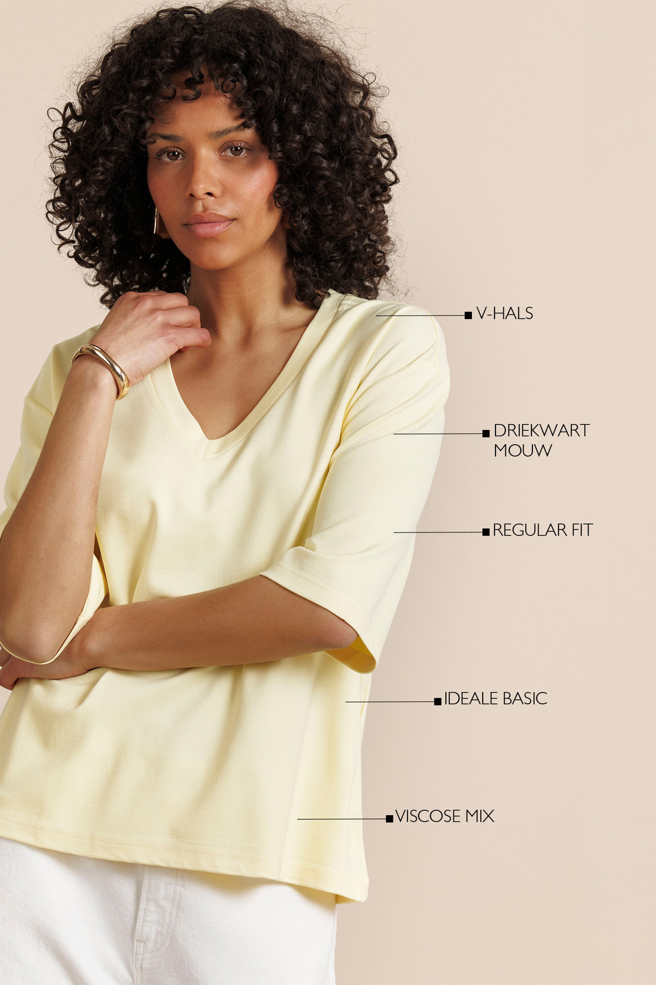 Studio Anneleos Fiore Vneck Shirt Butter Yellow