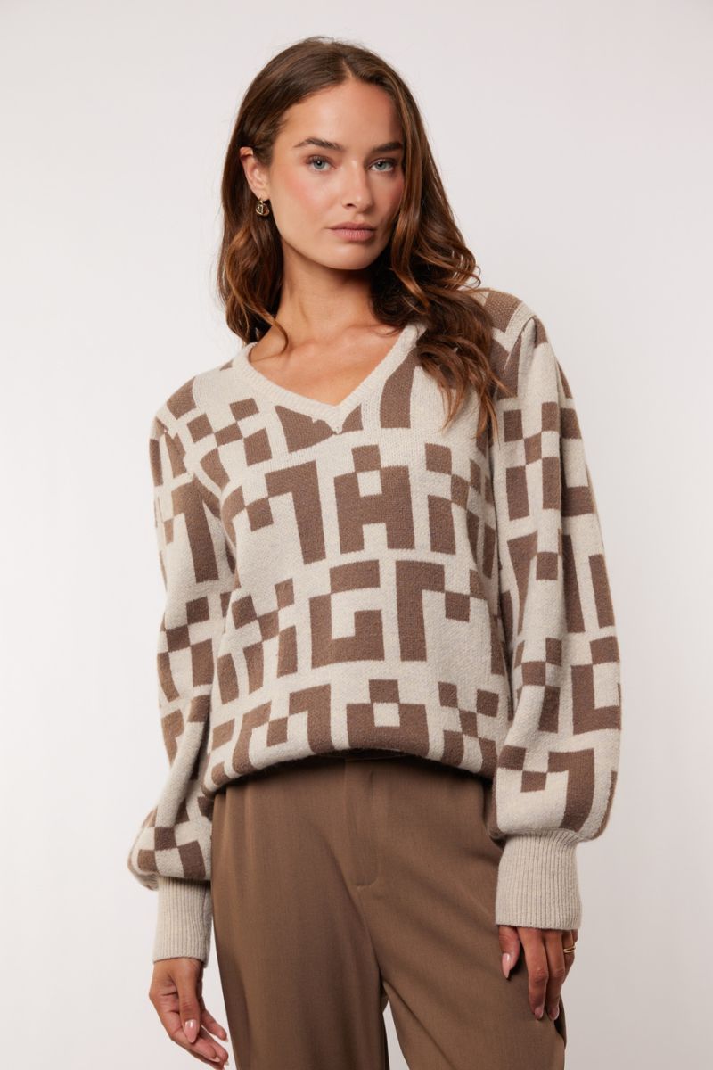 G-maxx Mavina Knitting Sweater Grey Brown/Wood Ash